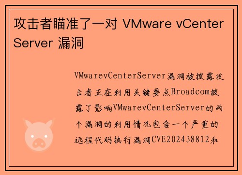 攻击者瞄准了一对 VMware vCenter Server 漏洞 
