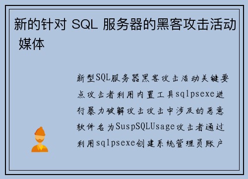 新的针对 SQL 服务器的黑客攻击活动 媒体